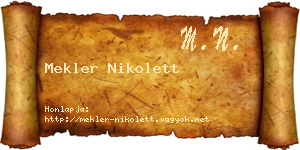 Mekler Nikolett névjegykártya